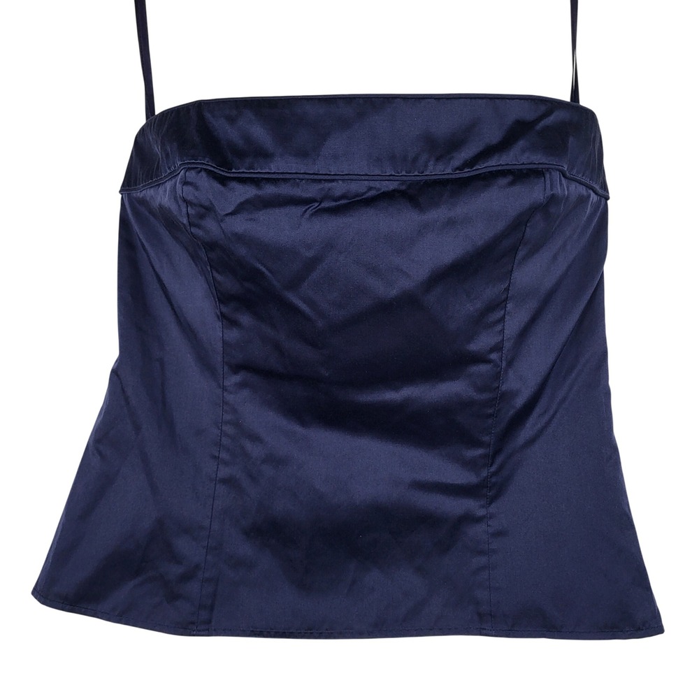 Talbots Tube Top Women 10 Navy Blue Silk Cotton Blend Strapless Evening Party